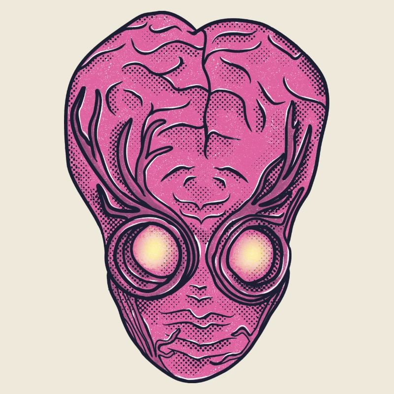 Pinkes Alien-Gesicht Popkunst