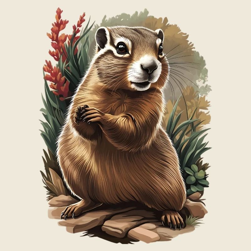 Marmotte jardin curieuse