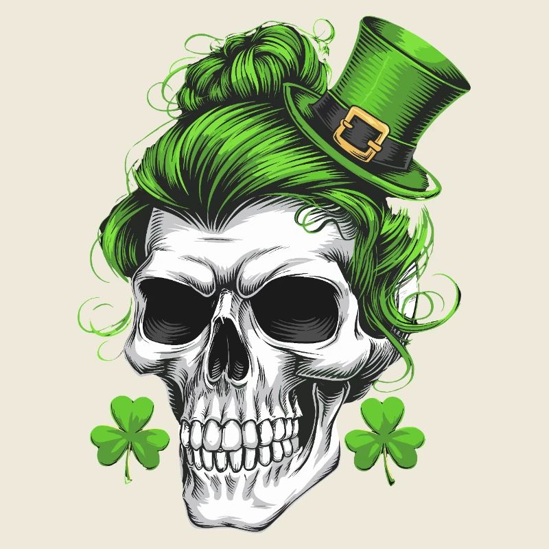 crâne de la Saint-Patrick avec des cheveux verts