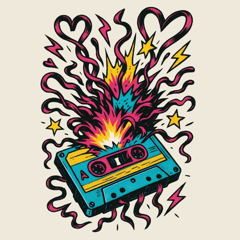Explosion de cassettes – Chaos de bande des années 80