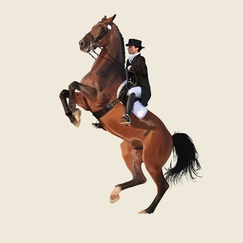 Cavalier élégant sur cheval cabré