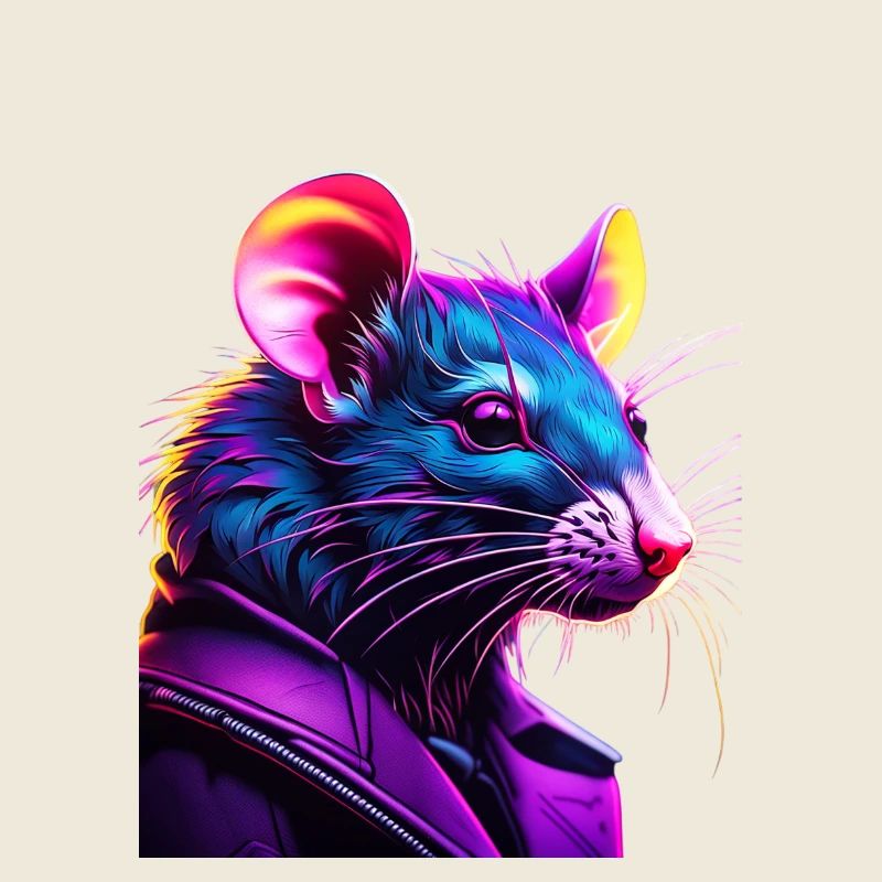 Neon Ratte im Lederjacke