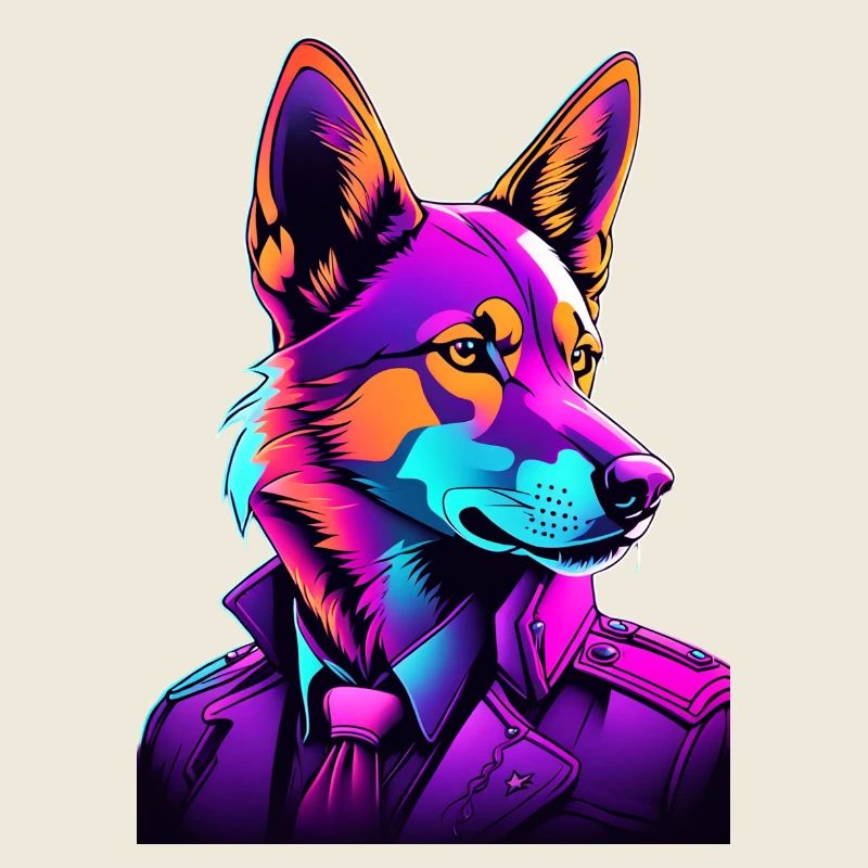 Neon-Wolf im Cyberpunk-Stil