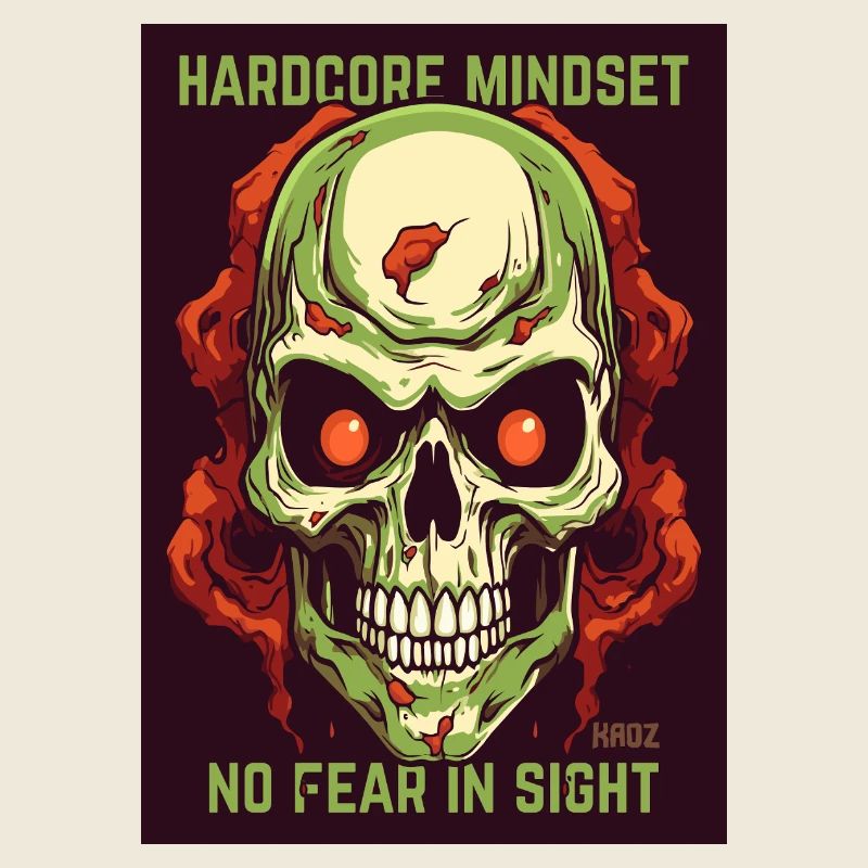 Gothischer Totenkopf mit Hardcore Spruch