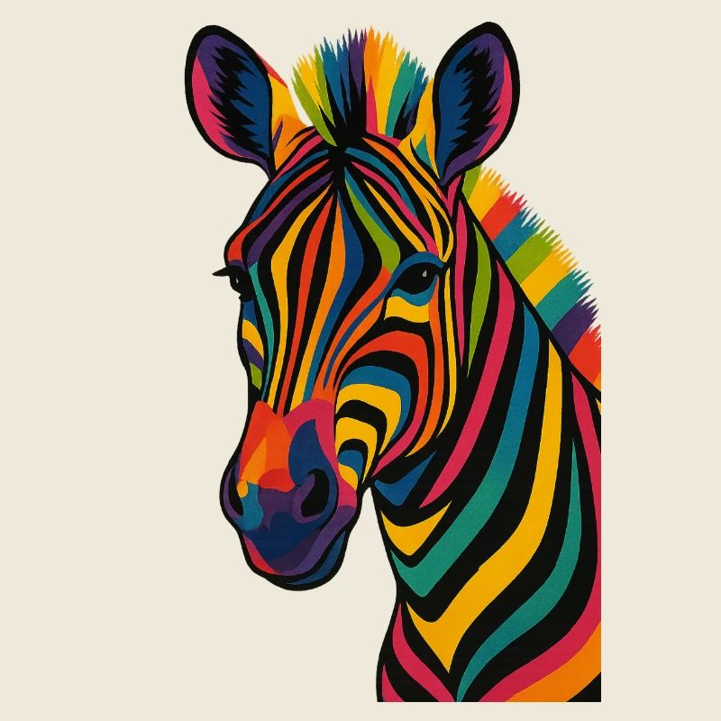 Bunt gestreiftes Zebra-Kunstwerk