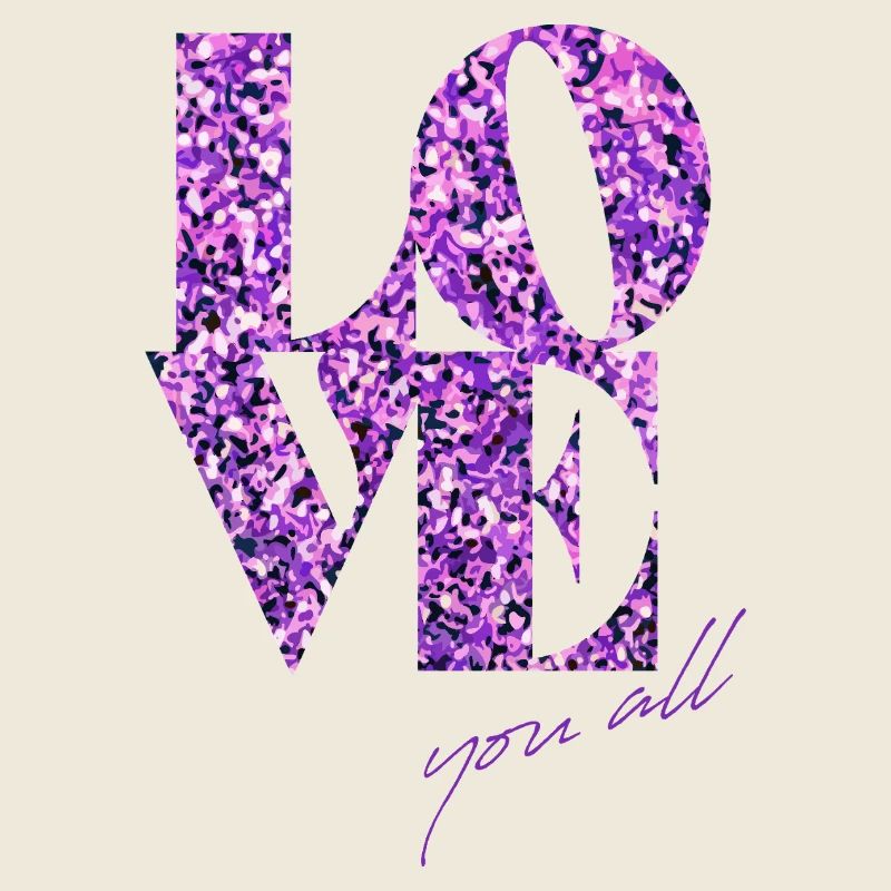 Violet paillettes amour affirmation design