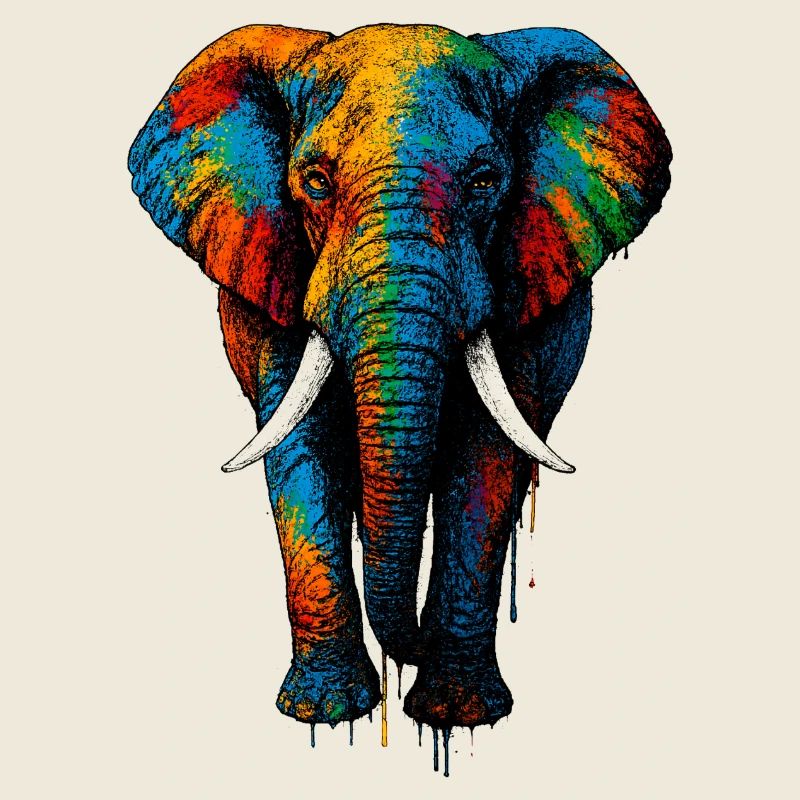 Éléphant coloré Arc-en-ciel