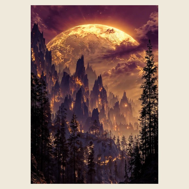 Fiery Summit at Dusk