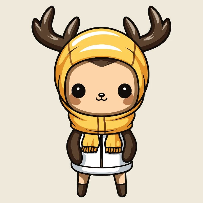 Deer Cute Comic Winter