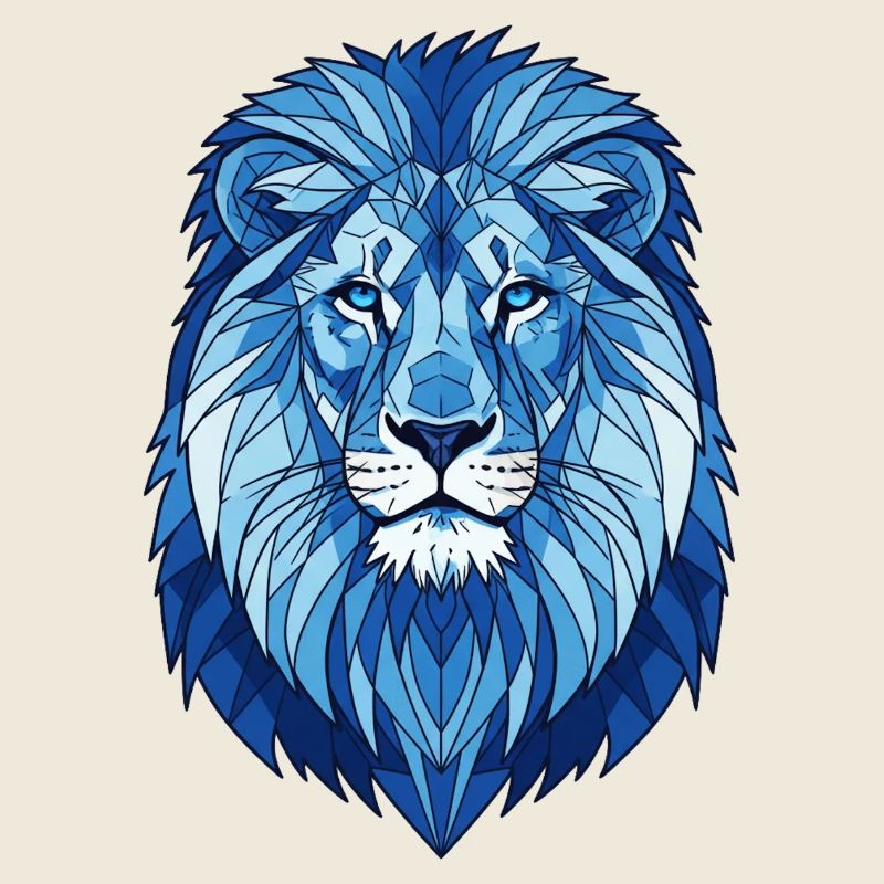 Blue Geometric Lion