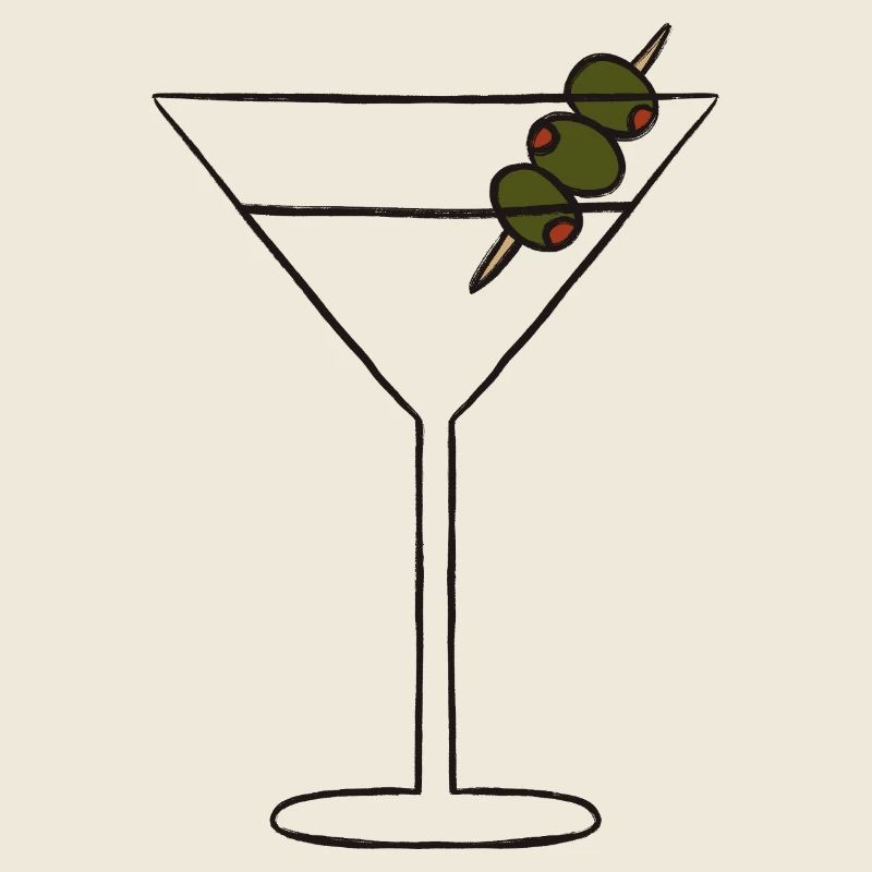 Olive Skewered Martini Silhouette