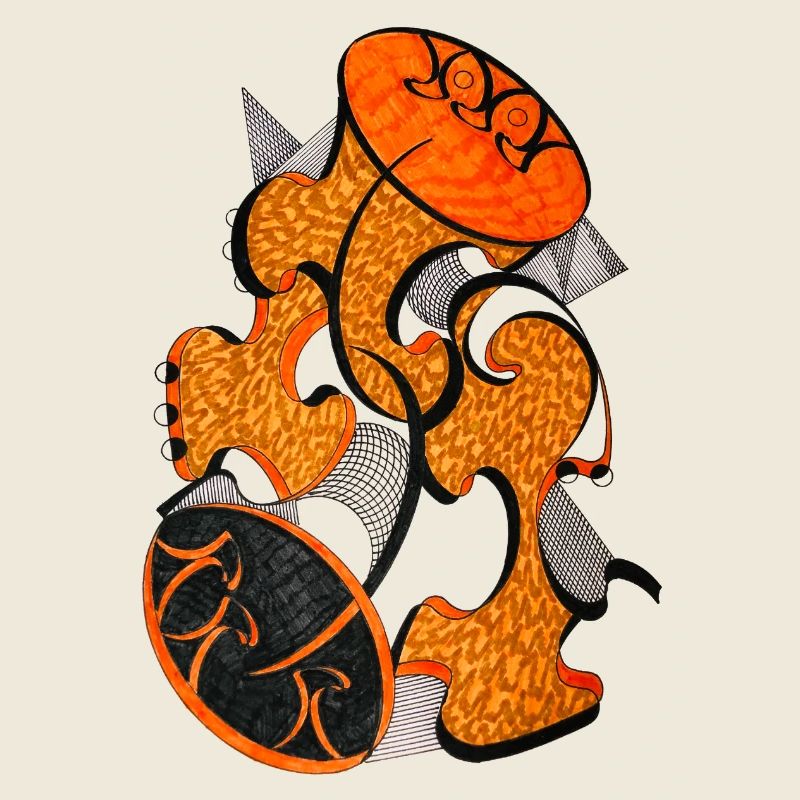 Art de forme abstraite orange