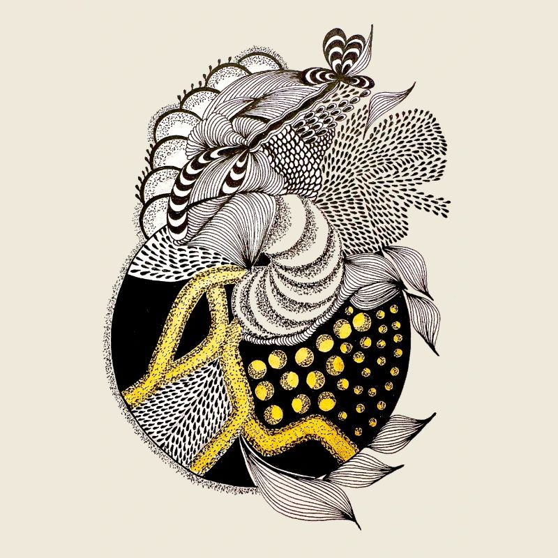 Motif de poisson avec accent doré