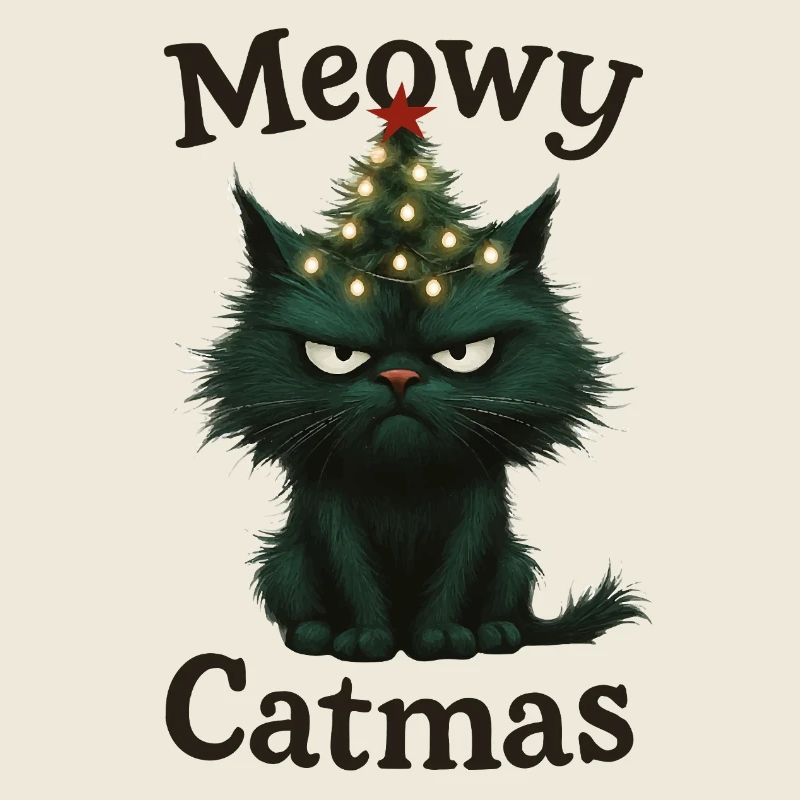Meowy Catmas Grumpy Christmas Cat