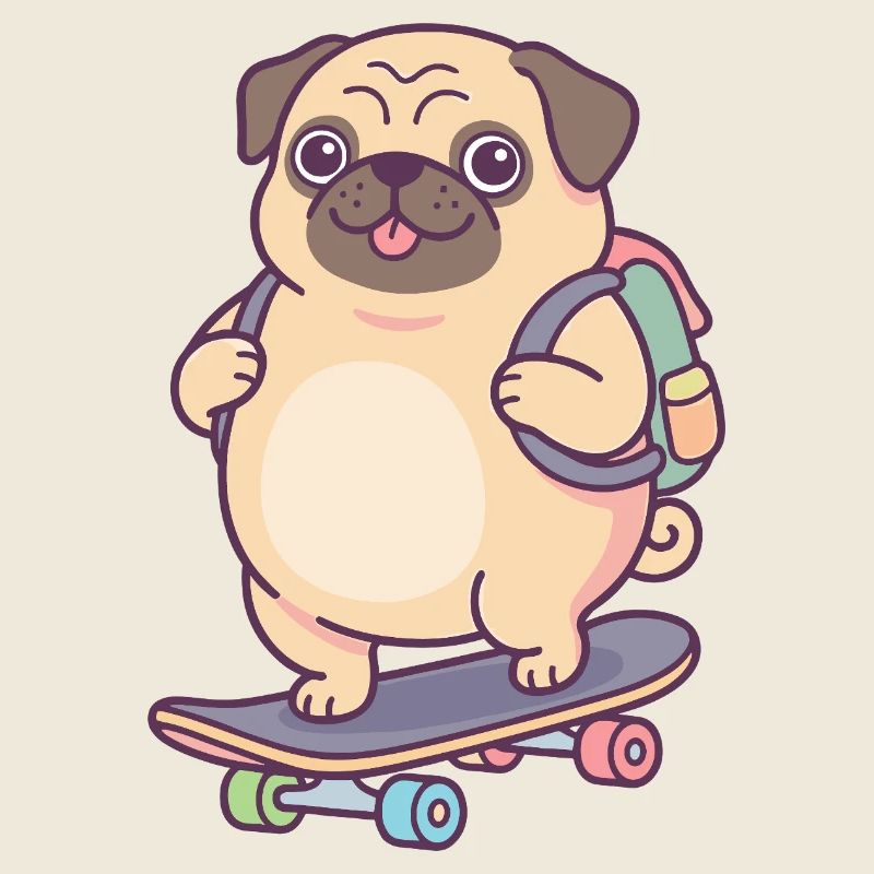 Pug Skateboard Rucksack