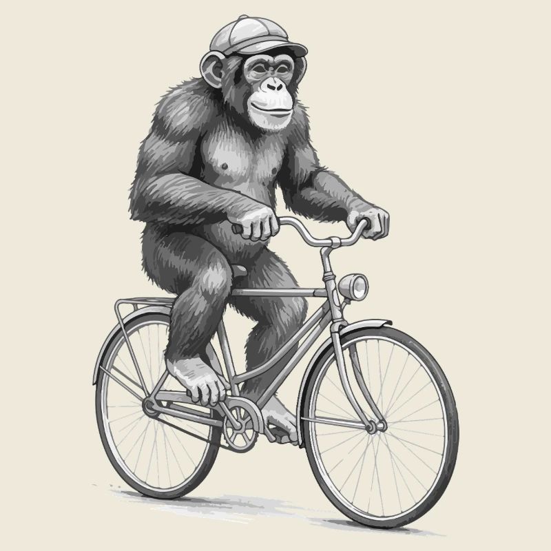 Cycliste singe monochrome