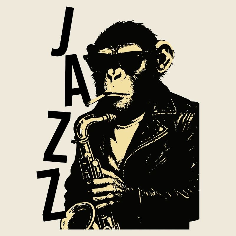 Un singe saxophone joue du saxophone