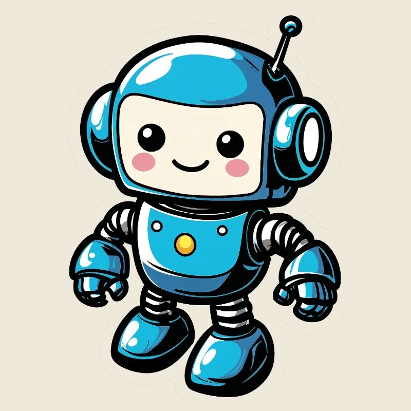 Blue Robot Friend Sticker