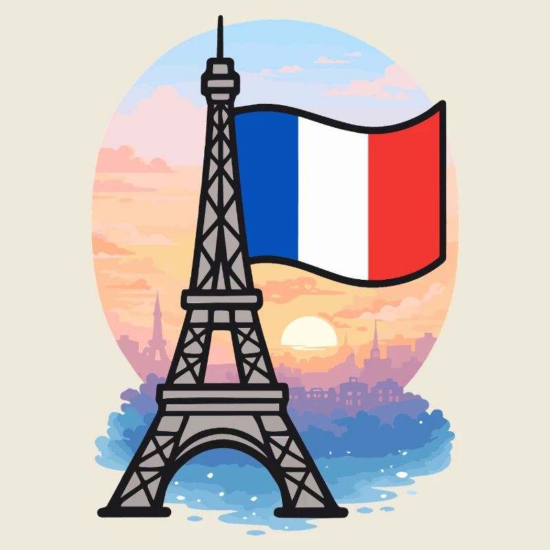 Tour Eiffel Paris Drapeau français