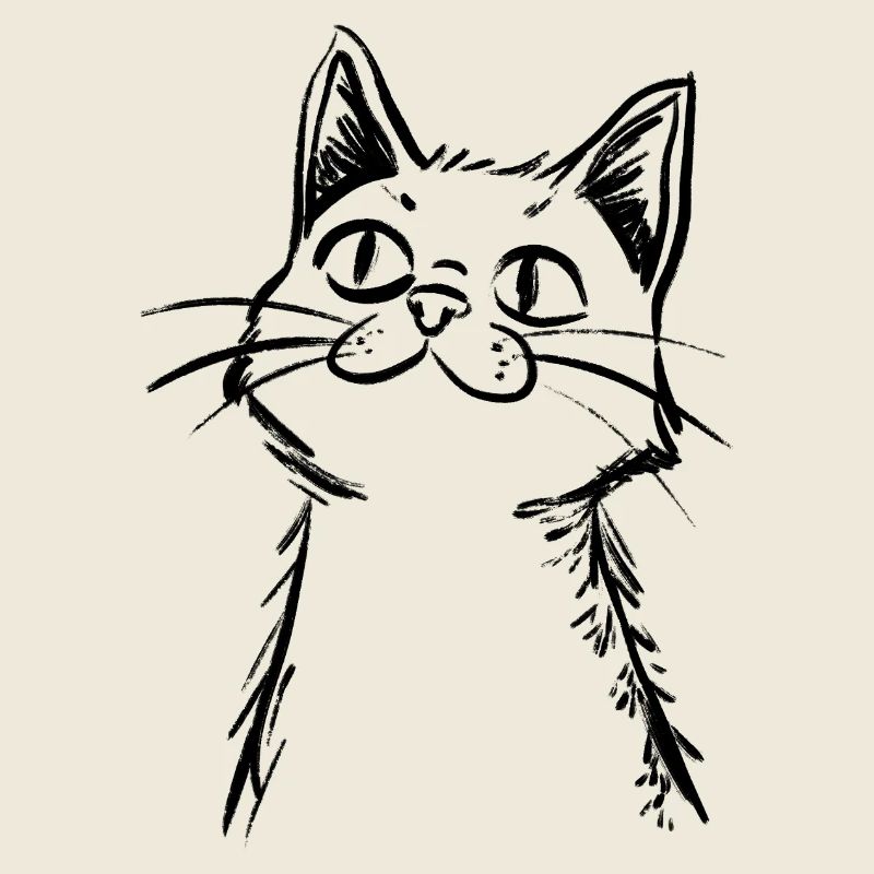 Neugierige Katze – Handgezeichnete Skizze