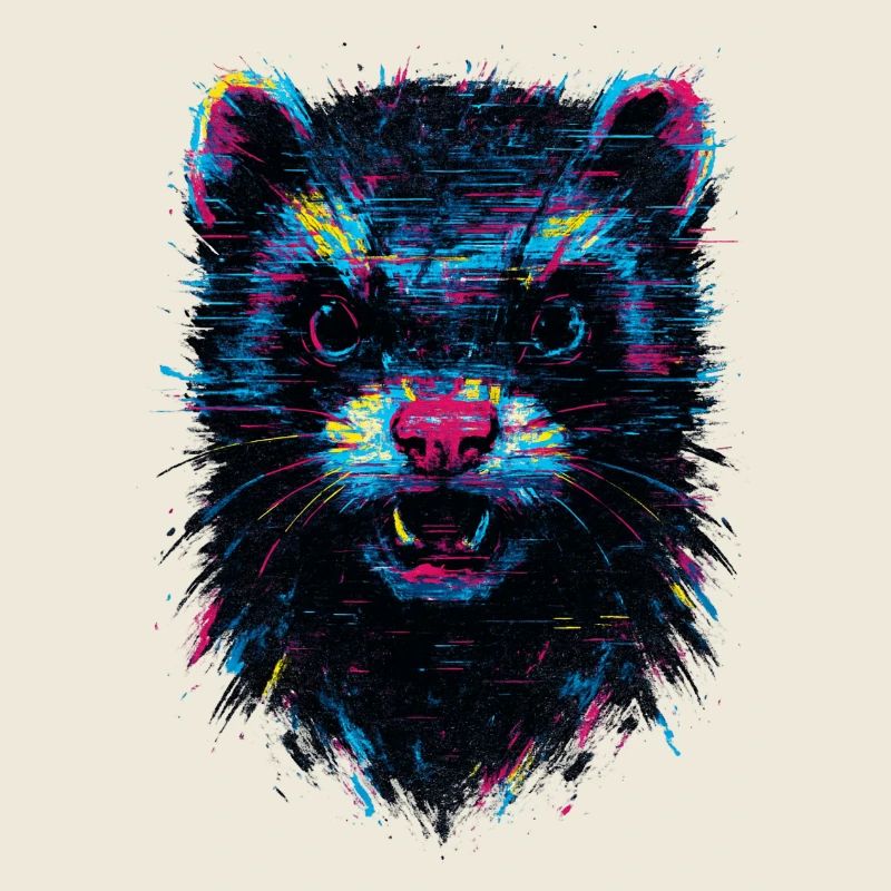 Cyberpunk-Frettchen im elektrischen Neon-Stil