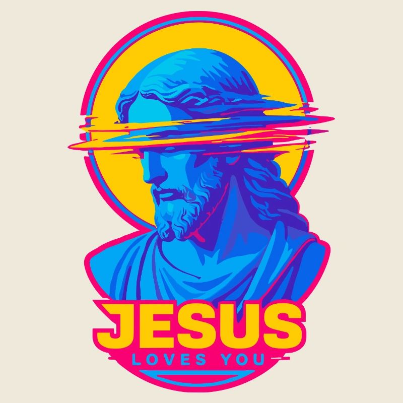 Glitch rétro de Jesus Loves You