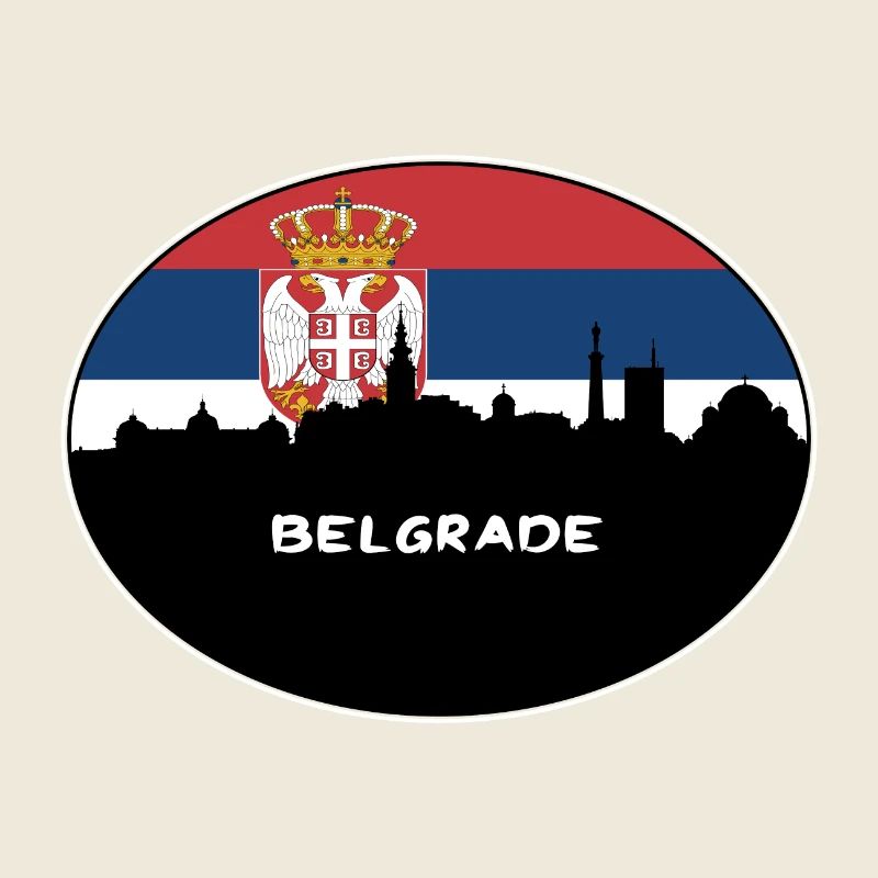 Belgrade Serbie Drapeau Skyline Voyage Silhouette