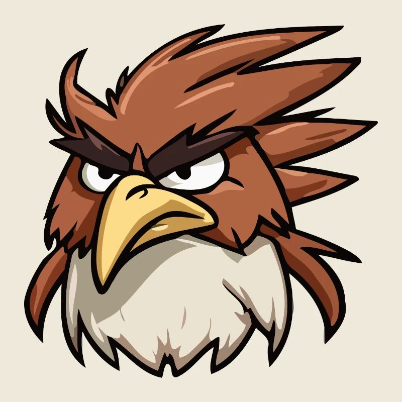 Funny Cartoon Eagle Head Illustration