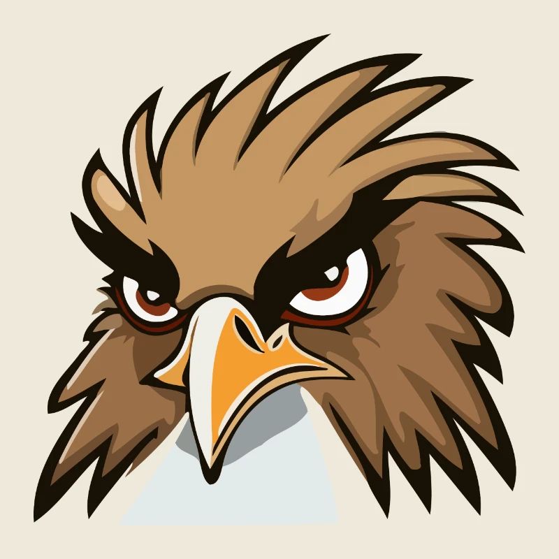 Funny Eagle Head Cartoon Illustration