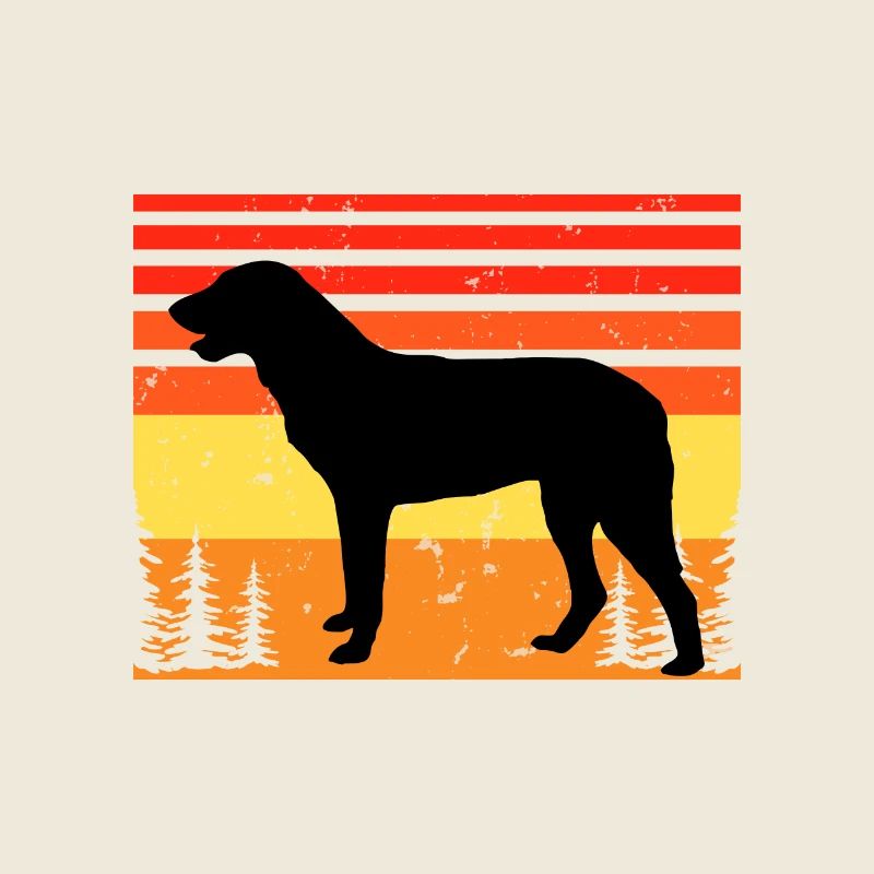 Cao De Castro Laboreiro Hund Silhouette Retro Sonne