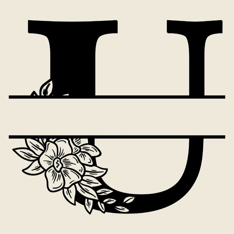 Personalized floral letter U