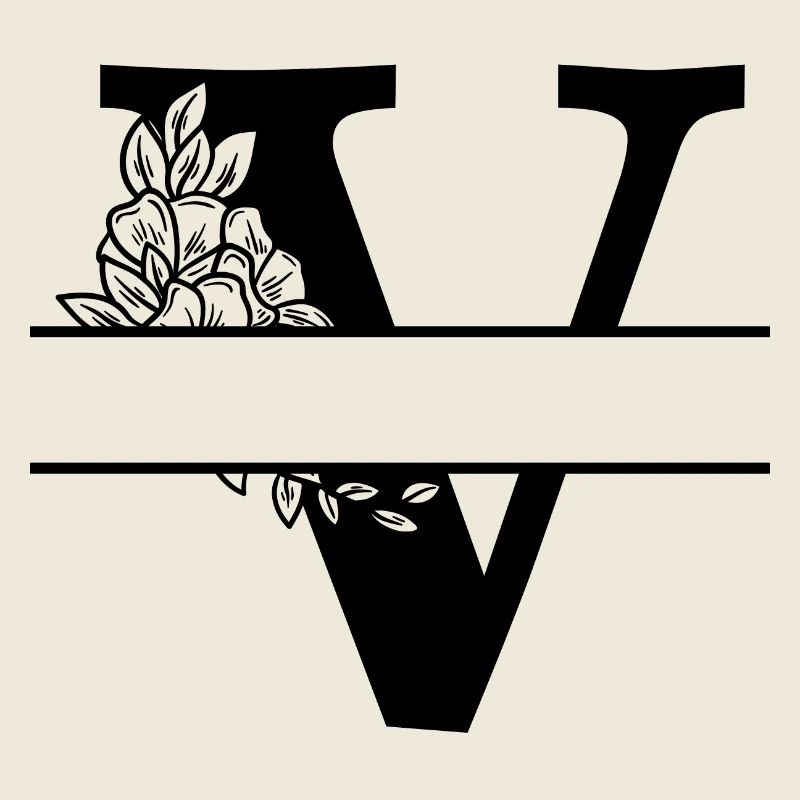Personalized floral V letter
