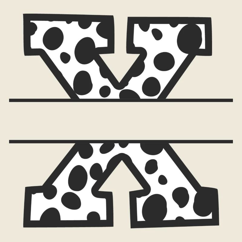 Buchstabe x benutzerdefiniertes Kuhmuster