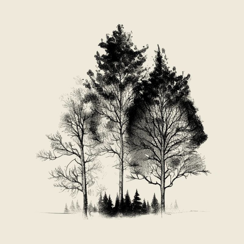 Black sketch of trees