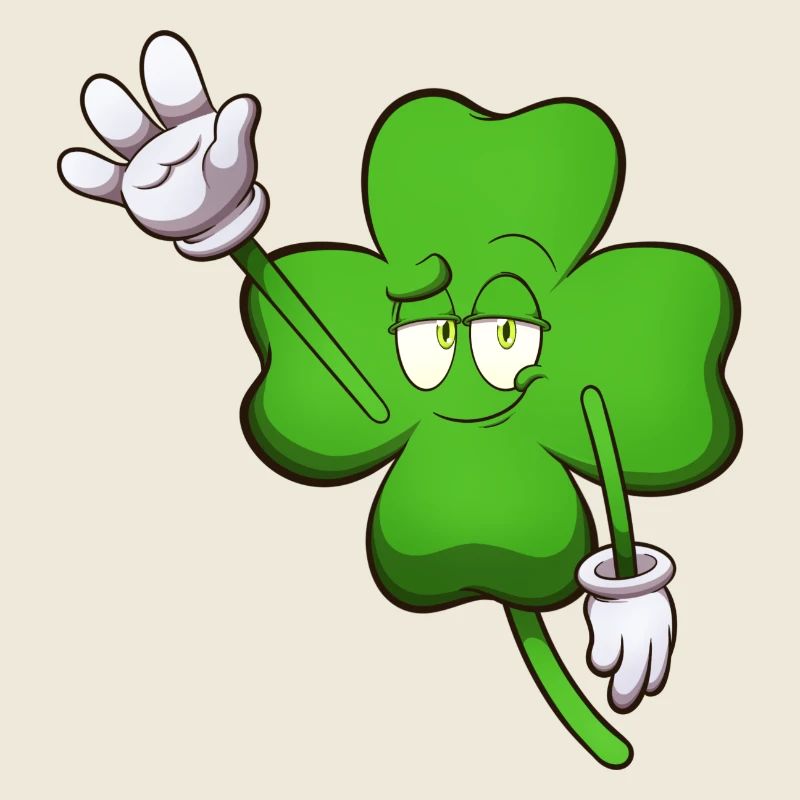 Vierblättriger Kleeblattcharakter winkt