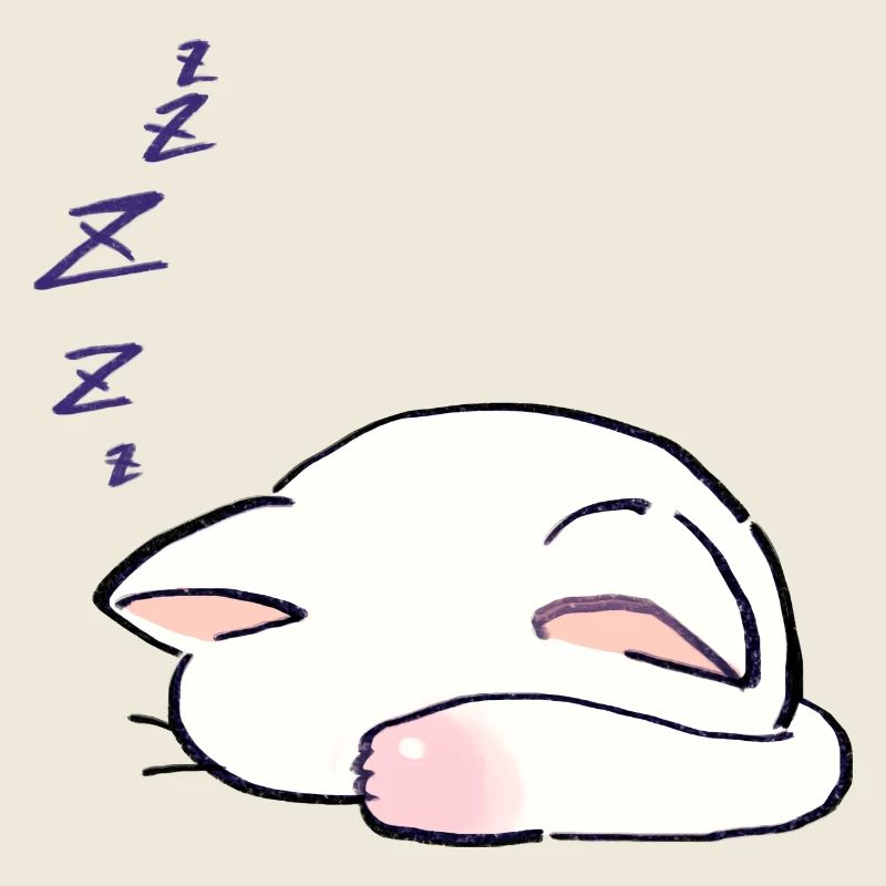 I Draw Lucky Star White Cat Sleeping With Its