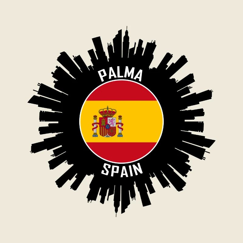 Palma Skyline Spanien Flagge Reise Souvenir