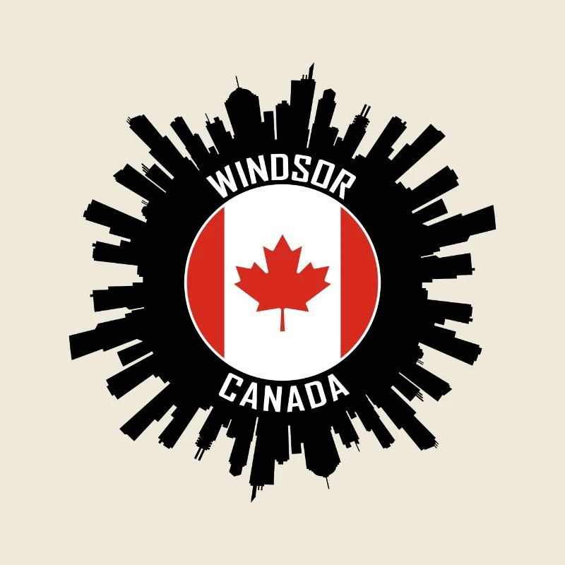 Souvenir de voyage du drapeau canadien Skyline de Windsor
