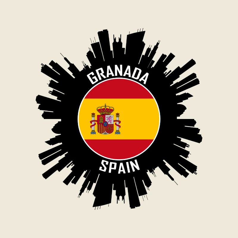 Granada Skyline Spain Flag Travel Souvenir