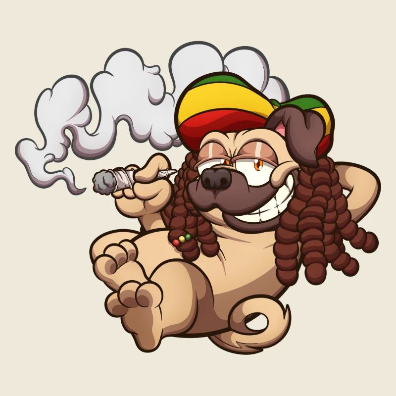Rasta Pug Smoking A Joint
