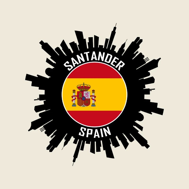 Santander Skyline Spanien Flagge Reise-Souvenir
