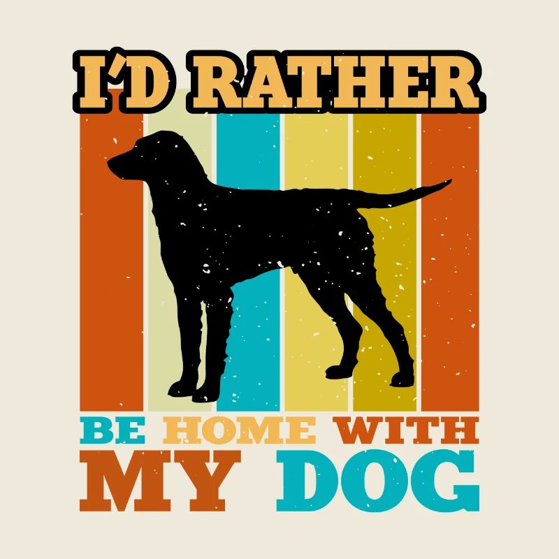 Curly Coated Retriever Dog Silhouette Retro Sunset