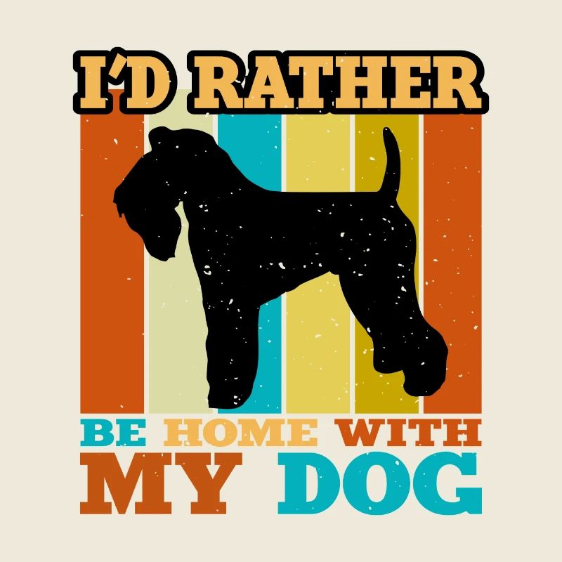 Kerry Blue Terrier Dog Silhouette Retro Sunset