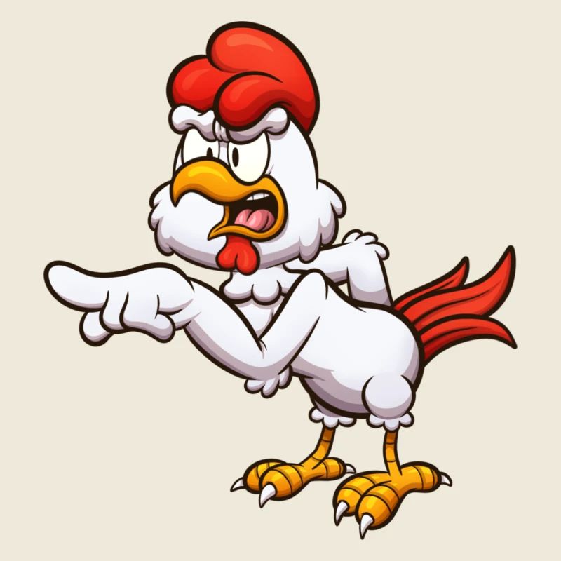 Poulet de dessin animé avec attitude
