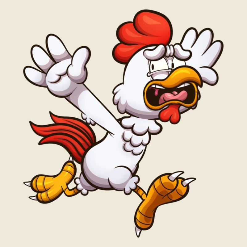 Scared Cartoon Chicken