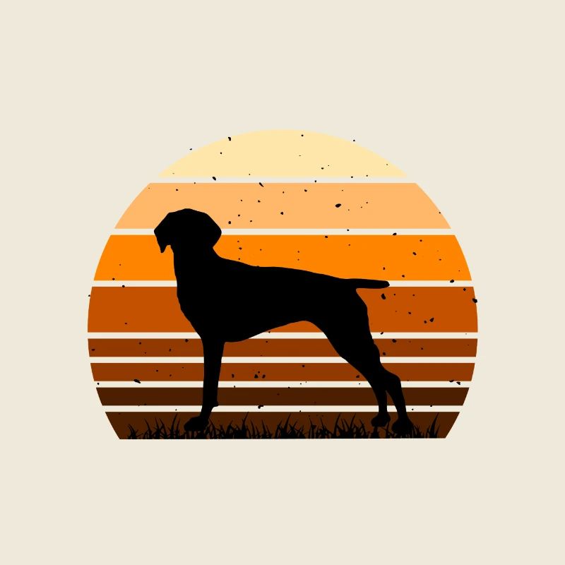 Vieux danois Pointer Dog Silhouette Retro Sunset