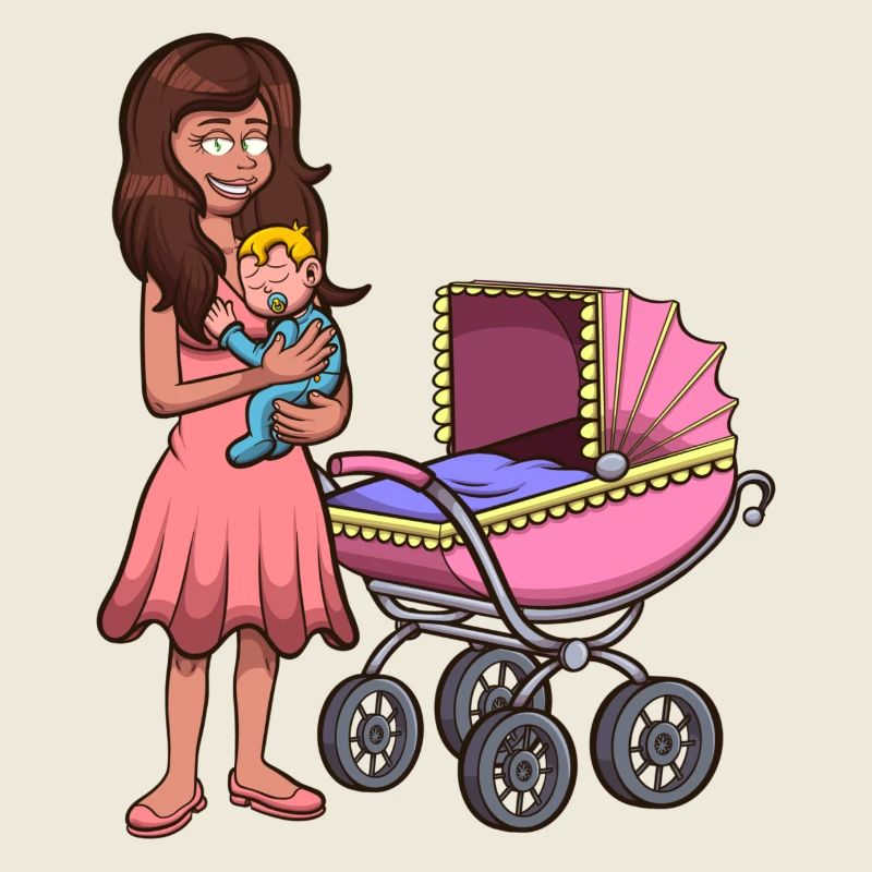 Dessin animé Maman avec bébé