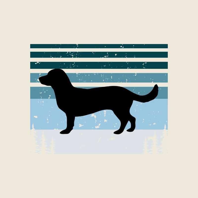 Alpine Dachsbracke Dog Silhouette Retro Sunset