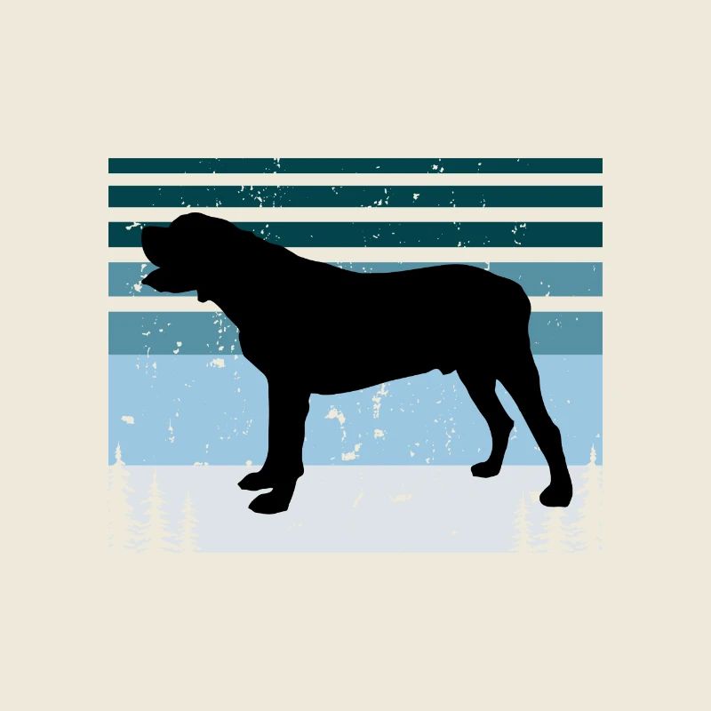 Mastiff Espagnol Chien Amour Silhouette Vintage Coucher de Soleil