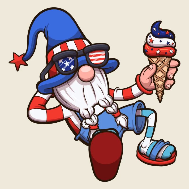 Gnome du 4 juillet avec crème glacée